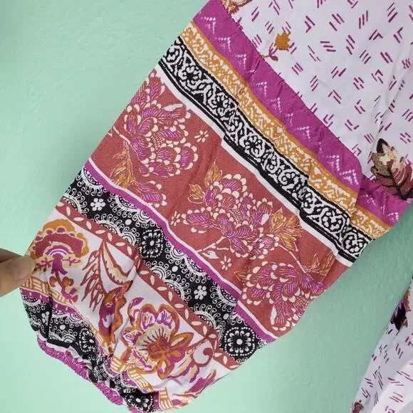 Maurices Womens Plus Size Purple Floral Long Sleeve Boho Blouse Top Size 1X - Picture 7 of 9